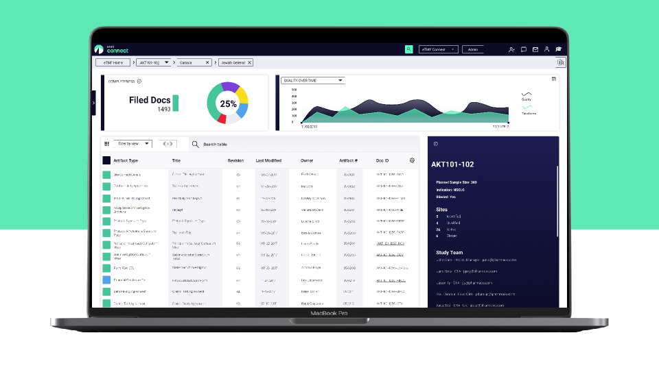 screenshot of eTMF Connect